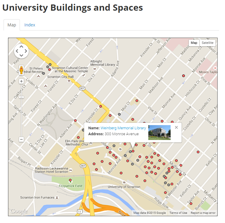 Mapsheet map of campus buildings