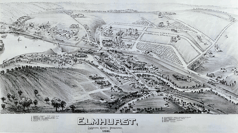 Bird's-Eye View Maps of Elmhurst, PA