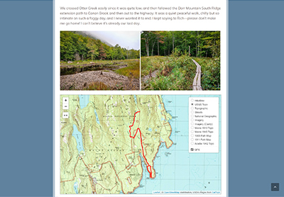 Historical trail documentation with photos and maps
