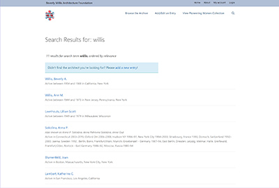 Search results view