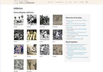 Example of University history page with integrated feeds
